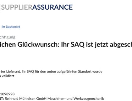 Glückwunsch zur erfolgreichen Supplier-Assurance-Bewertung